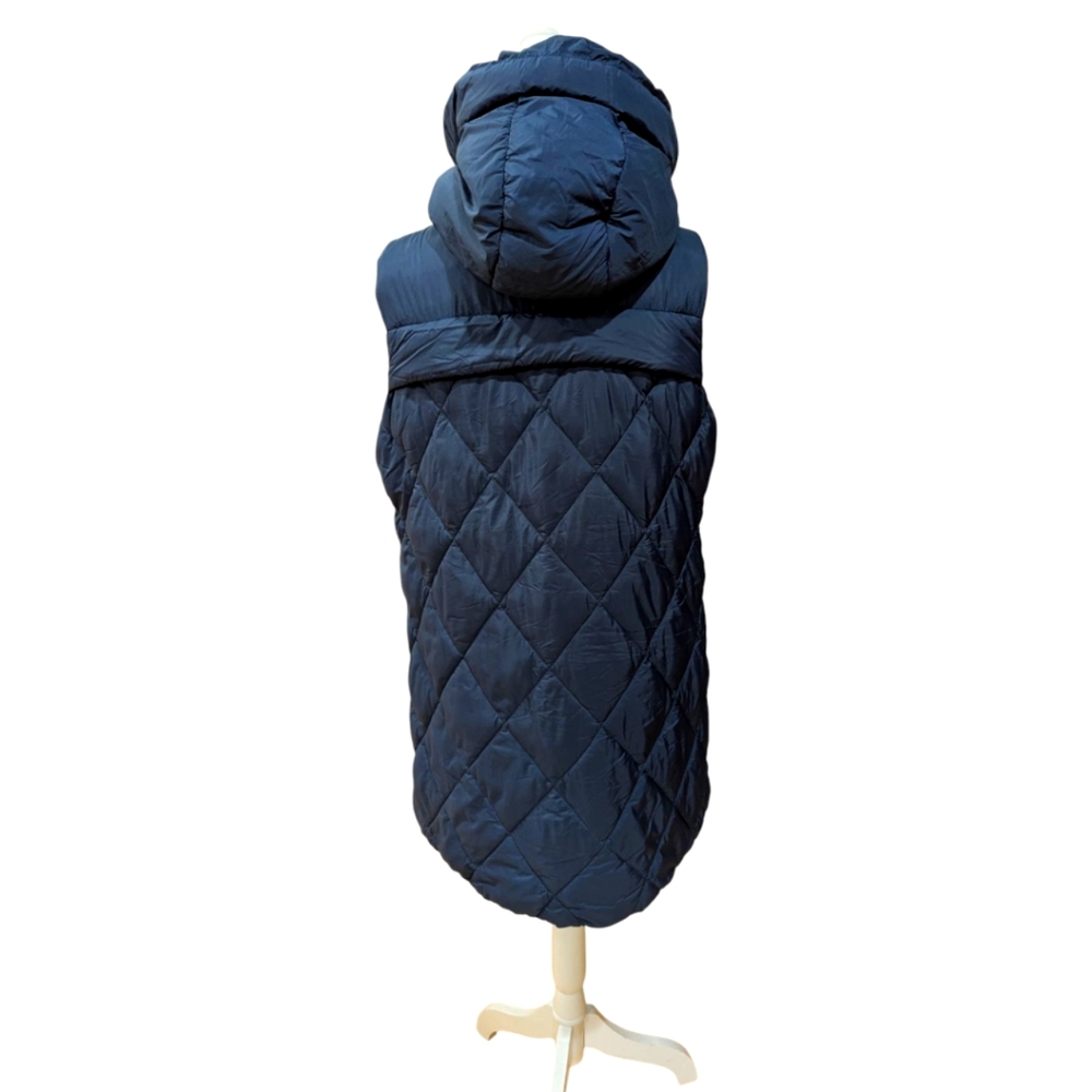 Sam Edelman Quilted Water Repellent Hooded Vest Women's M in Navy - Picture 3 of 10